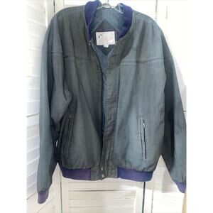 VINTAGE Arnold Palmer Jacket Windbreaker Men’s Navy Blue Gray Lined Golf Large